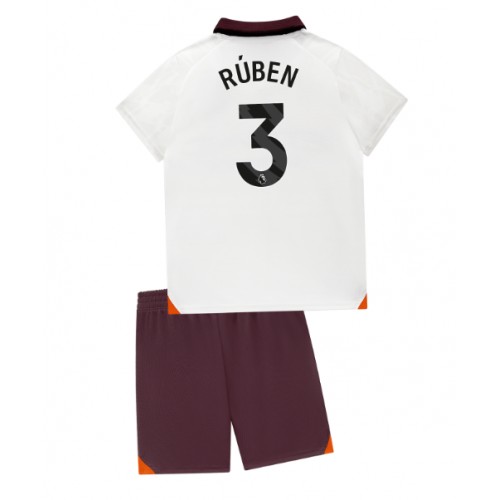 Echipament fotbal Manchester City Ruben Dias #3 Tricou Deplasare 2023-24 pentru copii maneca scurta (+ Pantaloni scurti)